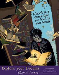 Sandman READ poster by the American Library Association, with permission from Neil Gaiman
